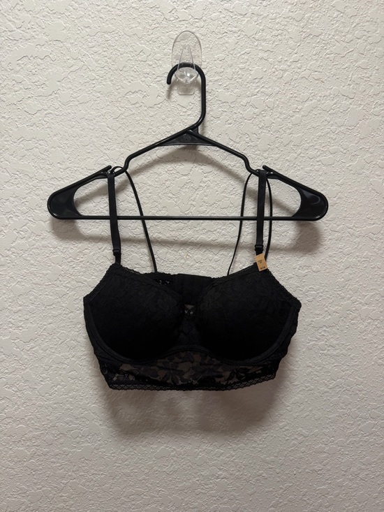PINK Victoria's Secret Other - Victoria's Secret PINK Bralette Bra Women's M Black Padded Lace Underwire